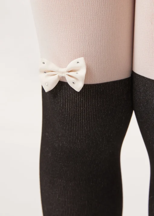 Panty Efecto Calza Bicolor Con Lazo