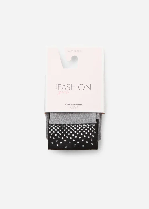 Panty Efecto Calza Bicolor Con Strass