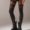 Panty Efecto Calza Con Detalle Rayas
