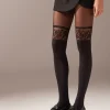 Panty Efecto Calza Con Detalle Flores