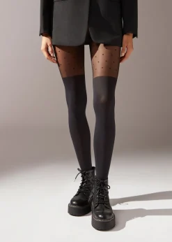Panty  Efecto Calza Con Lunares