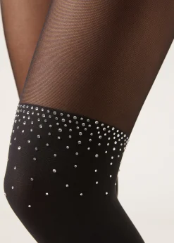 Panty Efecto Calza Detalle Strass