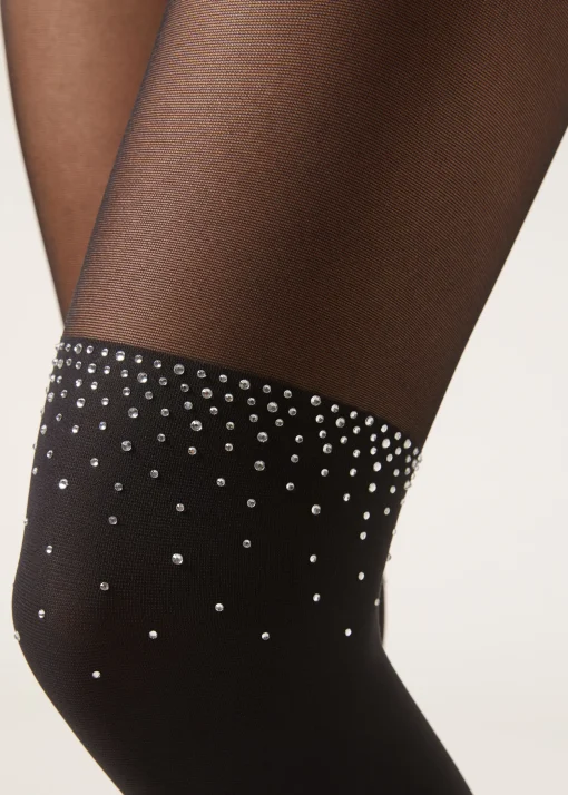 Panty Efecto Calza Detalle Strass