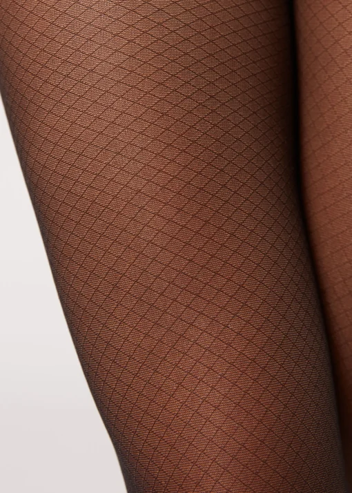 Panty Transparente Con Rombos Pequeños