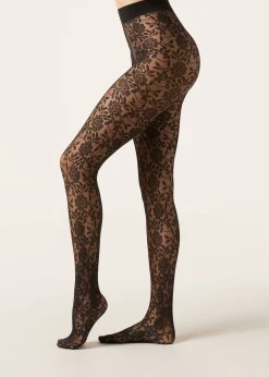Panty Transparente De Tul Con Flores