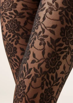 Panty Transparente De Tul Con Flores