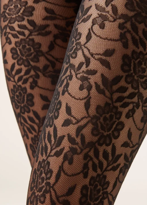 Panty Transparente De Tul Con Flores