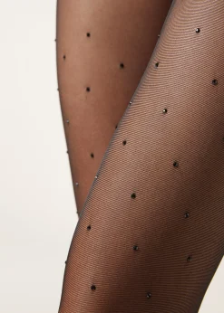 Panty Transparente Detalle Lunares De Strass