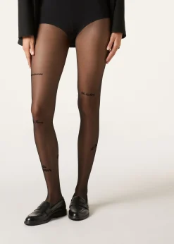 Panty Transparente Letras Terciopelo