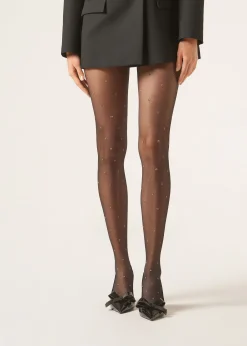 Panty Transparente  Lunares De Glitter