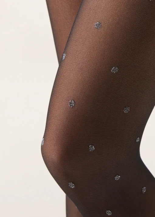 Panty Transparente  Lunares De Glitter