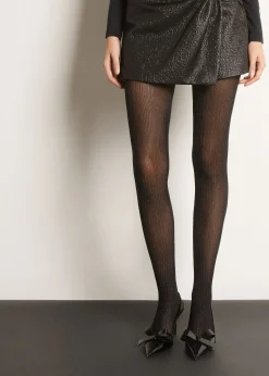 Panty Transparente Rayas Verticales Glitter