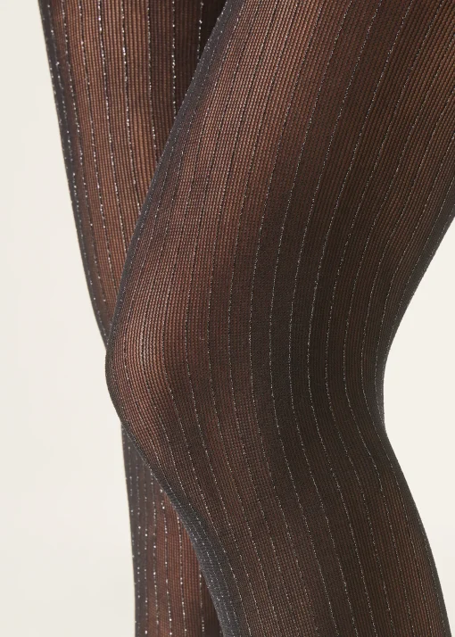 Panty Transparente Rayas Verticales Glitter