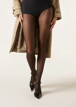 Panty Transparente Rombos Y Micro Lunares