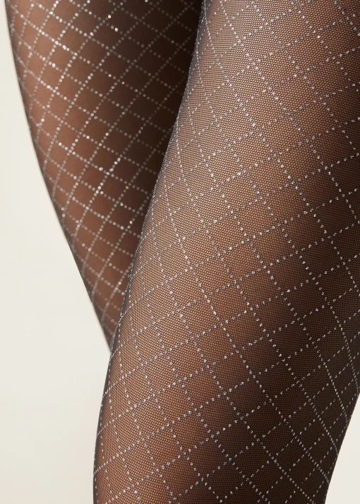 Panty Tul Efecto Rombo De Glitter